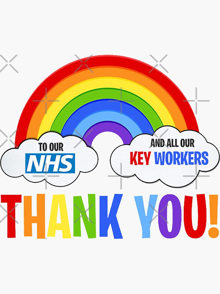 thank you nhs and key workers rainbow sticker by