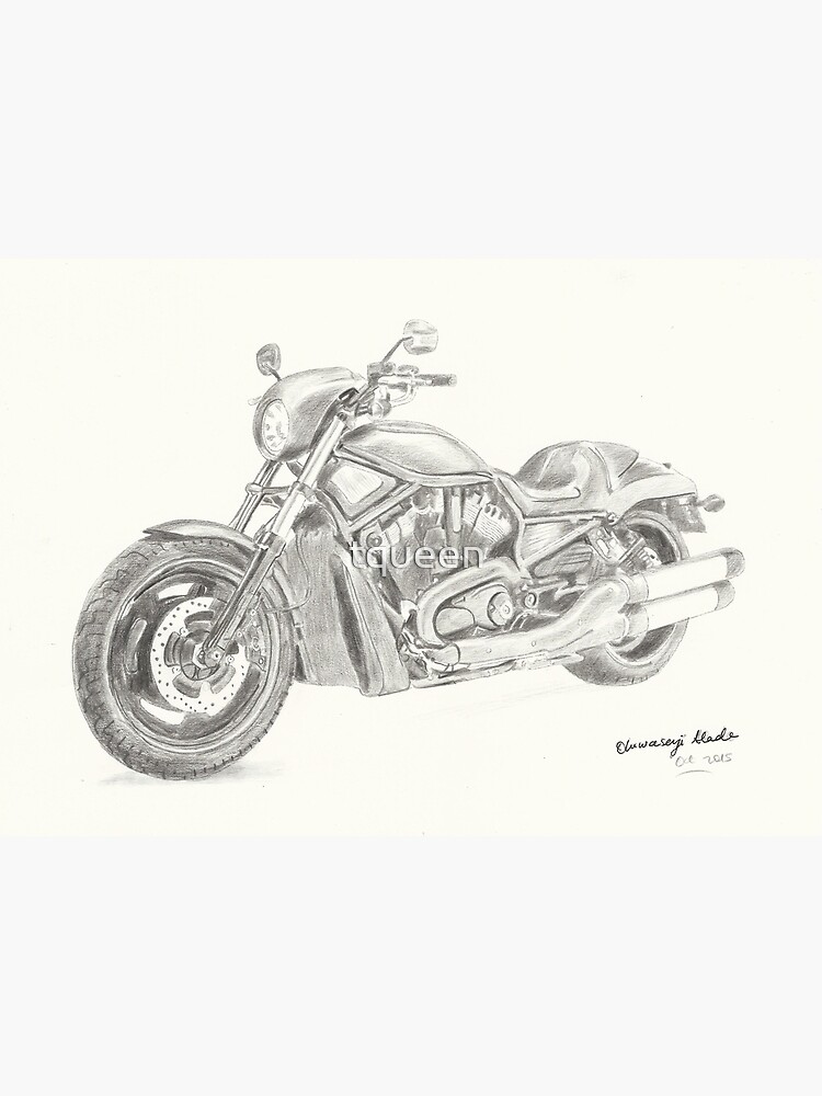 Inmate Art Drawing B W 11" x 8.5" Bike Harley Davidson Motorcycle  Knucklehead | eBay