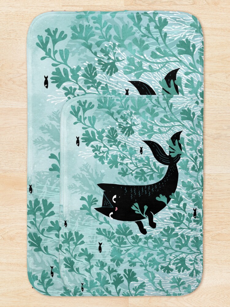 Thumbnail 5 of 6, Bath Mat, Undersea (Mint Remix) designed and sold by littleclyde.