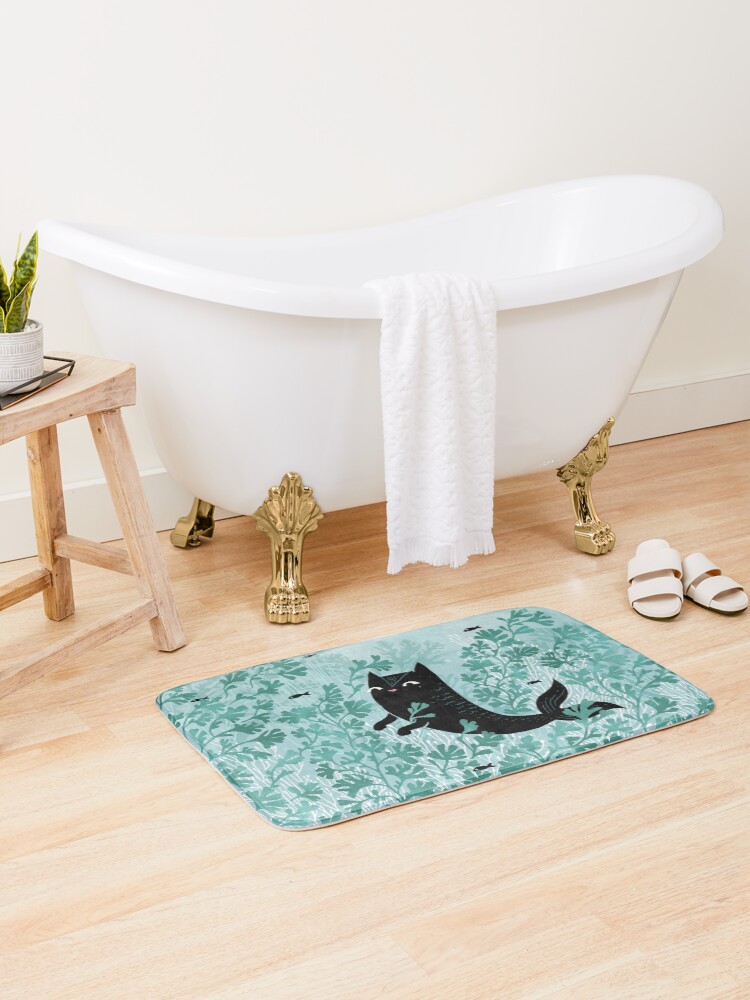 Thumbnail 2 of 6, Bath Mat, Undersea (Mint Remix) designed and sold by littleclyde.