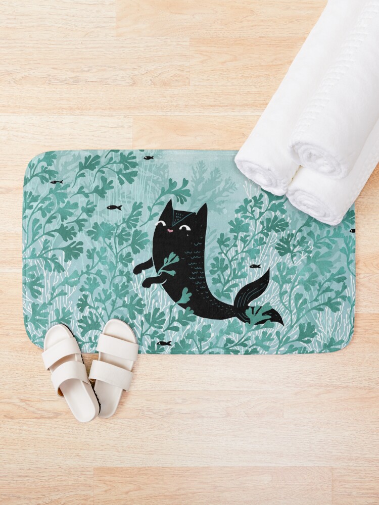 Thumbnail 1 of 6, Bath Mat, Undersea (Mint Remix) designed and sold by littleclyde.