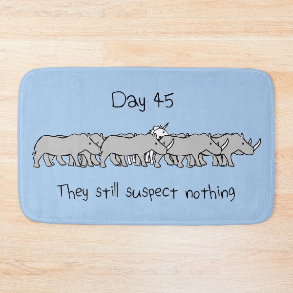 Item preview, Day 45. They still suspect nothing (small text) Unicorn and Rhinos designed and sold by jezkemp.