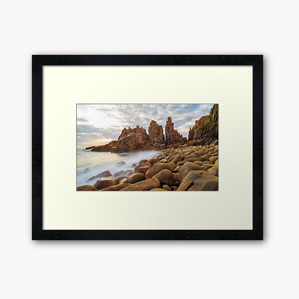 Item preview, Slow moving waves crashing on a beach with mysterious rock formations designed and sold by DesignBoard Photography.