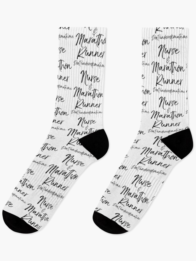 Imagen 1 de 5, Calcetines con la obra Nurse & Marathon Runner Don't Underestimate Me, diseñada y vendida por TNDesignStudio.