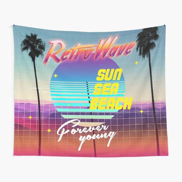 Retrowave: Sun, Sea, Beach Tapestry