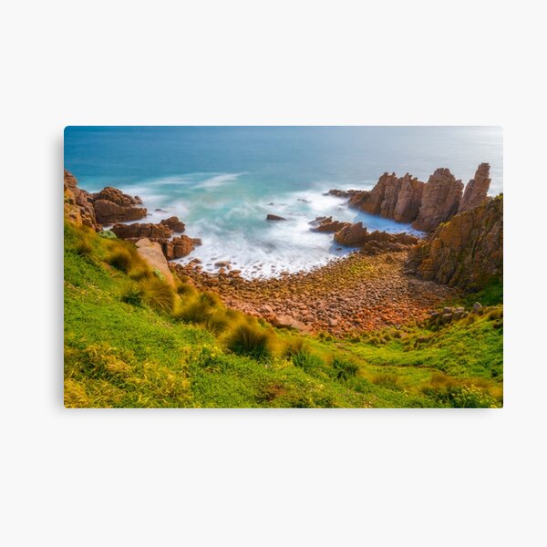 Item preview, Slow moving waves crashing on a beach with mysterious rock formations designed and sold by DesignBoard Photography.