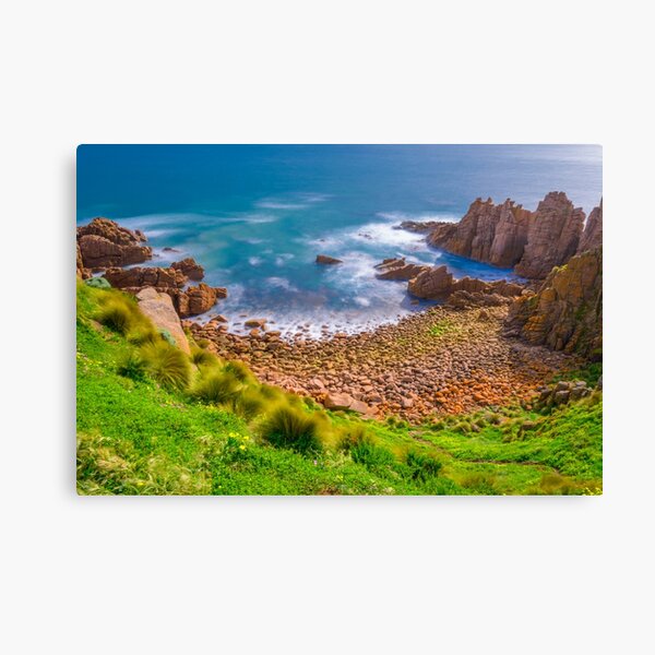 Item preview, Slow moving waves crashing on a beach with mysterious rock formations designed and sold by DesignBoard Photography.
