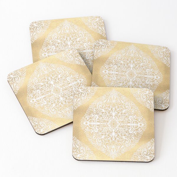 Item preview, White Gouache Doodle on Gold Paint designed and sold by micklyn.