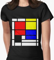 Mondrian style art deco design in basic colors Women's Fitted T-Shirt