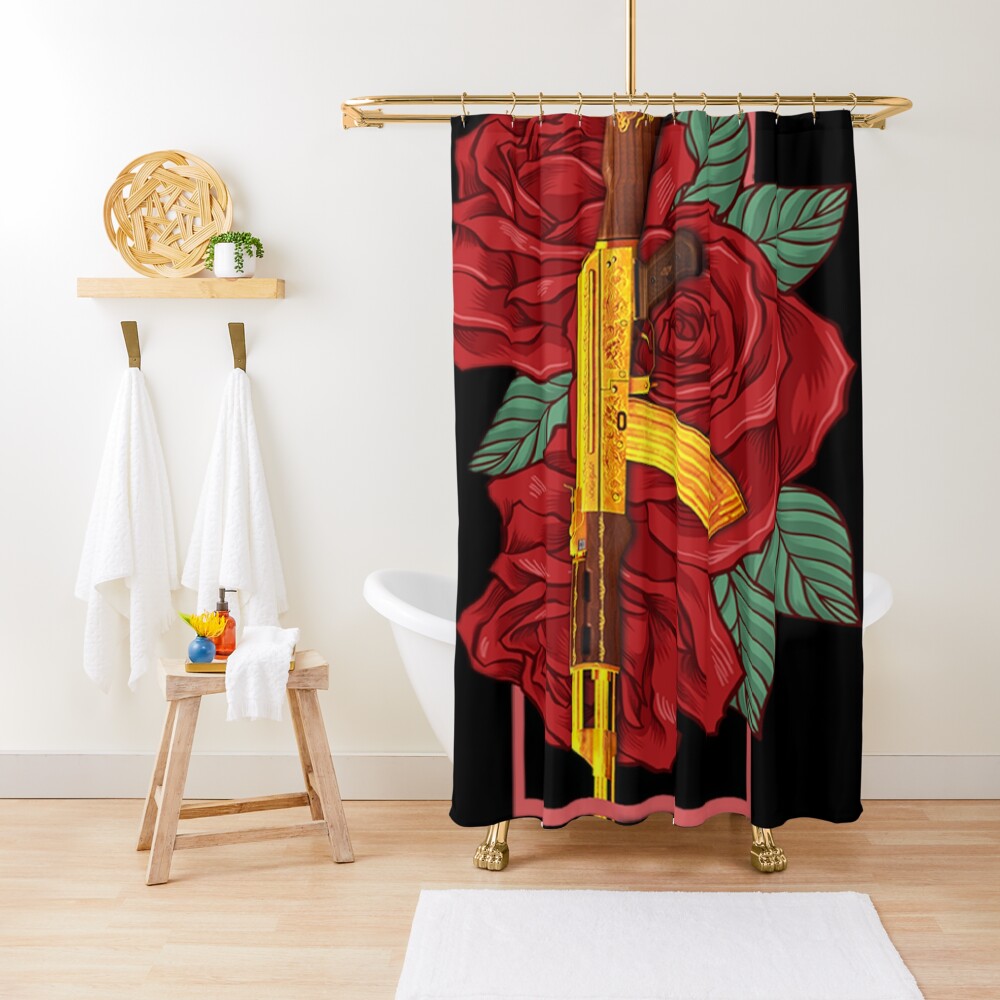 "Roses ak47 shoot" Shower Curtain for Sale by Redigiol Redbubble