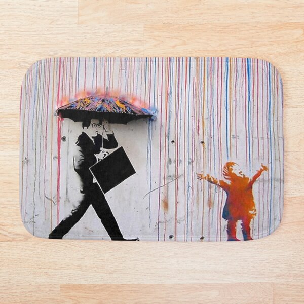 Rainbow And Umbrella Bath Mat