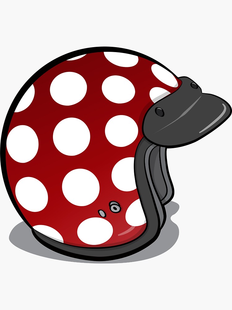 "Retro Mod Crash Helmet Polka Dot (red)" Sticker for Sale by