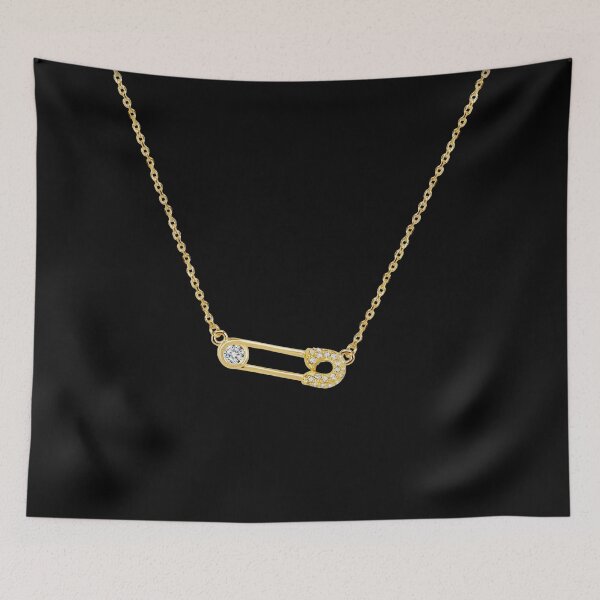 Item preview, Gold Diamond Safety Pin Necklace designed and sold by ParlaGoul.
