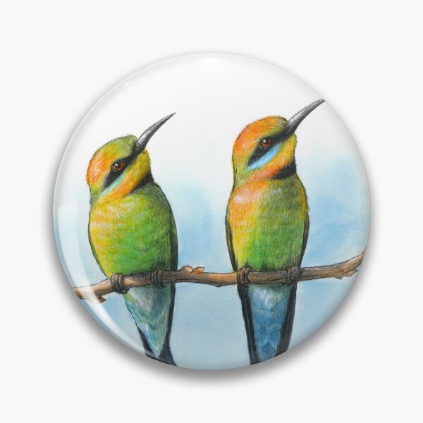 Item preview, Rainbow Bee-Eaters Watercolour Design - Blue Background designed and sold by Nadya Neklioudova.