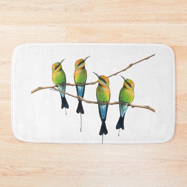 Item preview, Rainbow Bee-Eaters Watercolour Design - Blue Background designed and sold by Nadya Neklioudova.