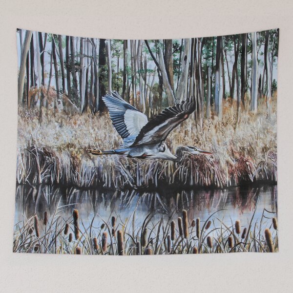 Item preview, Heron on the Marsh designed and sold by JLSchlegelArt.