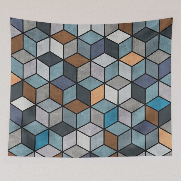 Item preview, Colorful Concrete Cubes - Blue, Grey, Brown designed and sold by Zoltan Ratko.