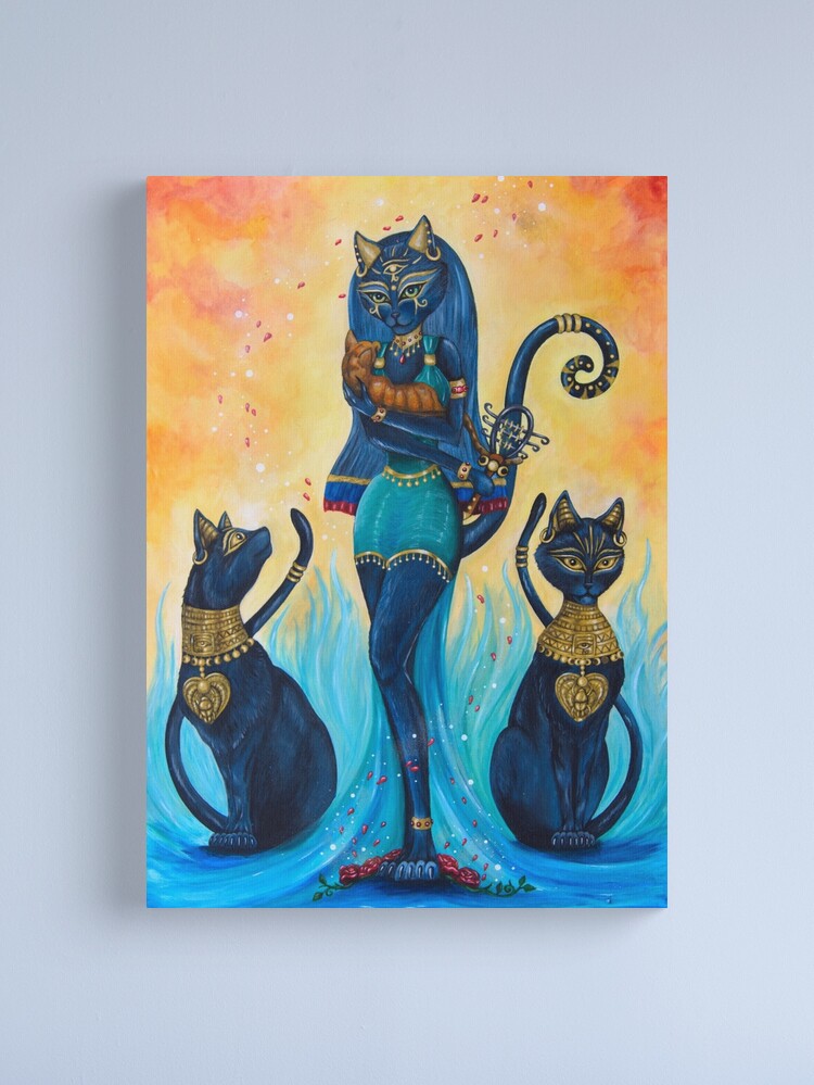 Bast Egyptian Cat Goddess Art Deco 8x10 Giclée Canvas Print Pagan Mythology hotsell Psychedelic Gypsy Goddess Art