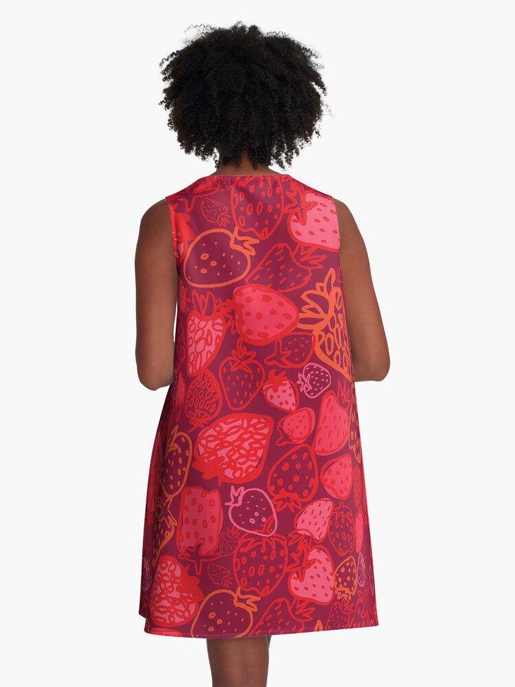 Thumbnail 3 of 4, A-Line Dress, Strawberry Love designed and sold by annieriker.