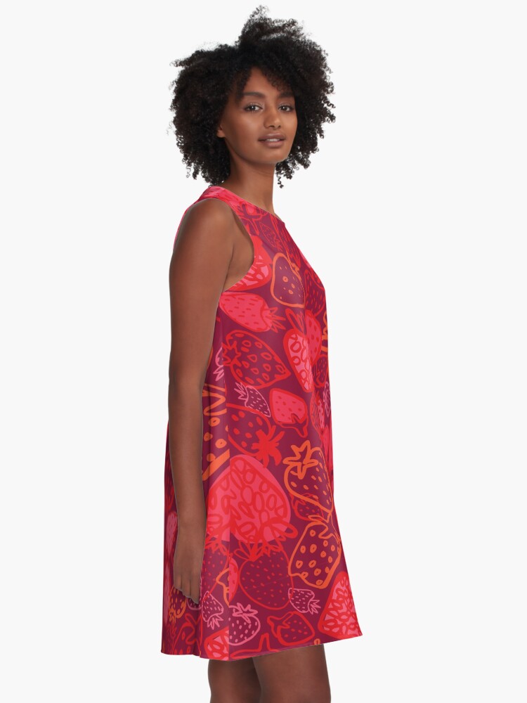 Thumbnail 2 of 4, A-Line Dress, Strawberry Love designed and sold by annieriker.