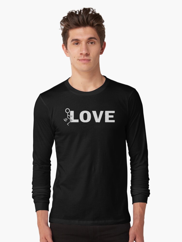 Thumbnail 1 of 5, Long Sleeve T-Shirt, Fuck love stick figure designed and sold by Teecha.