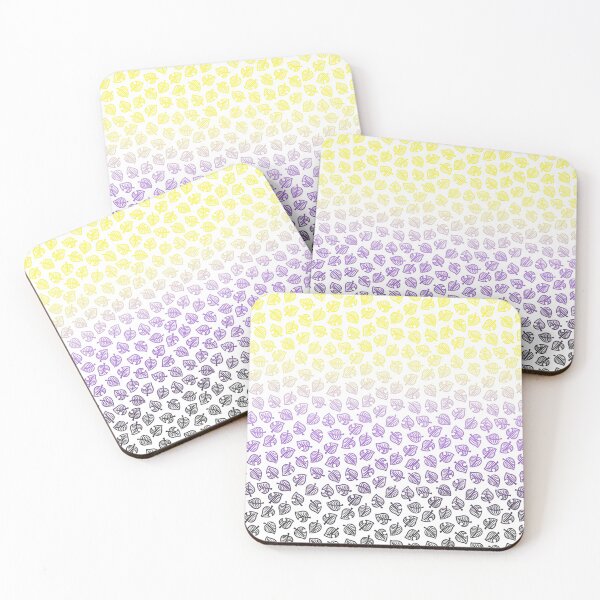 Pan Acnh Leaf Pattern Coasters Set Of 4 By Rensflr Redbubble