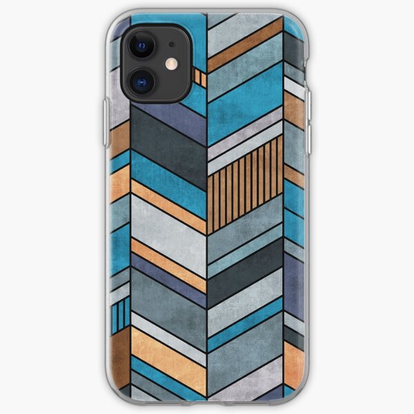 Colorful Concrete Chevron Pattern - Blue, Grey, Brown iPhone Soft Case