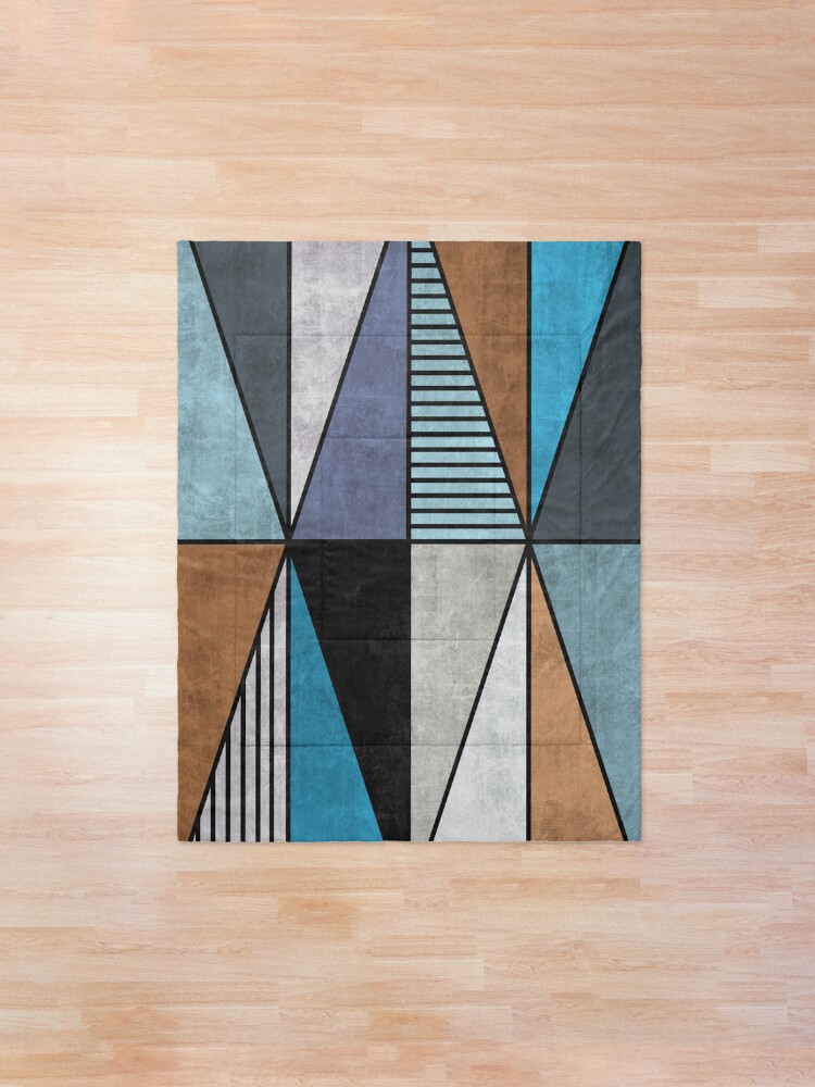 Alternate view of Colorful Concrete Triangles - Blue, Grey, Brown Comforter