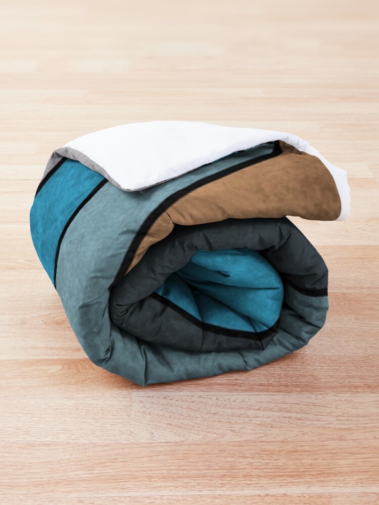 Alternate view of Colorful Concrete Triangles - Blue, Grey, Brown Comforter