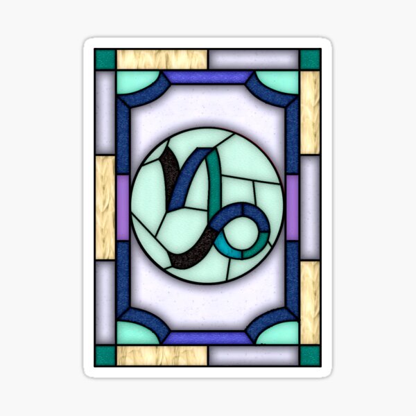 Capricorn oblong stained glass window Sticker