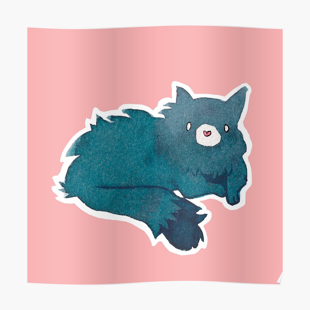 Sticker Chat Aquarelle Simple Bleu Motif Animal Mignon Moderne Par Caitlinbongers Redbubble