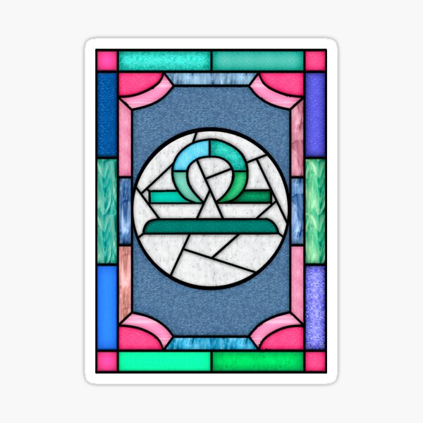 Libra oblong stained glass window Sticker