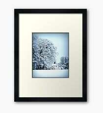 llynon house in snow Framed Print