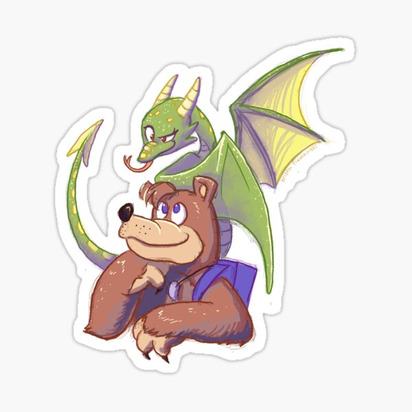 "Banjo Dragon Kazooie Design" Sticker by MissGoggles Redbubble
