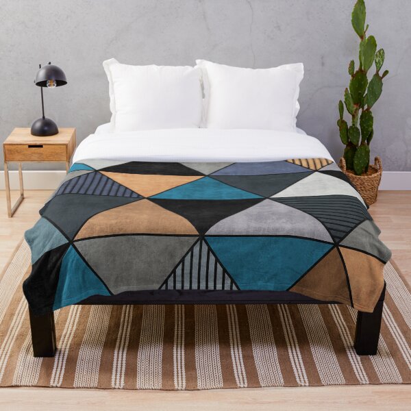 Colorful Concrete Triangles 2 - Blue, Grey, Brown Throw Blanket