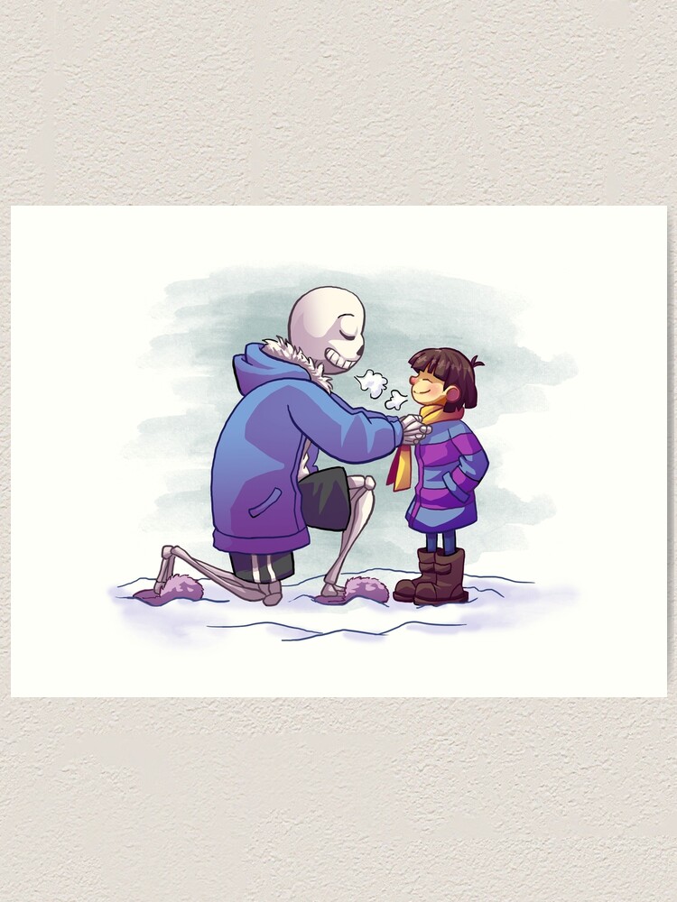 Cute Sans And Frisk Undertale In Winter Art Print By Miss Goggles Redbubble