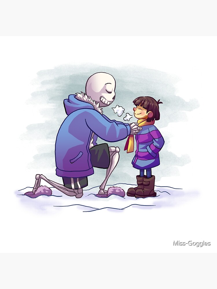 Cute Sans And Frisk Undertale In Winter Tote Bag By Miss Goggles Redbubble