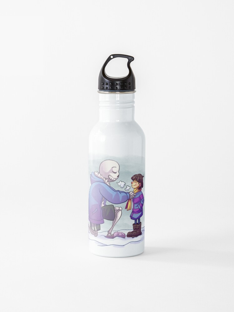 Cute Sans And Frisk Undertale In Winter Water Bottle By Miss Goggles Redbubble