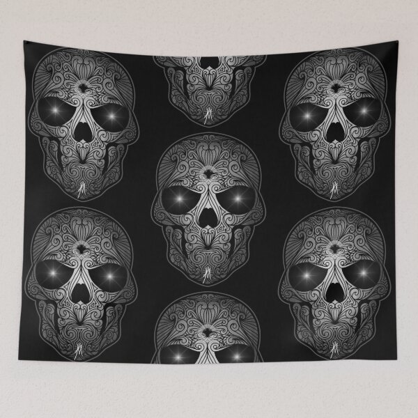 Item preview, Black & Grey Filigree Skull designed and sold by Zancho.