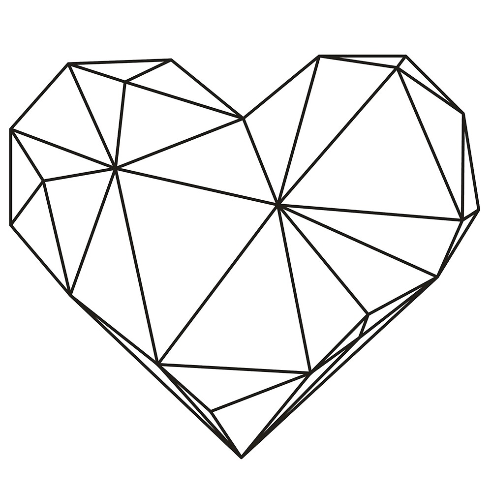 geometric heart drawing