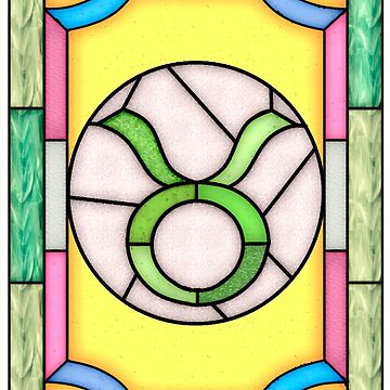Artwork thumbnail, Taurus oblong stained glass window by Lelibeth