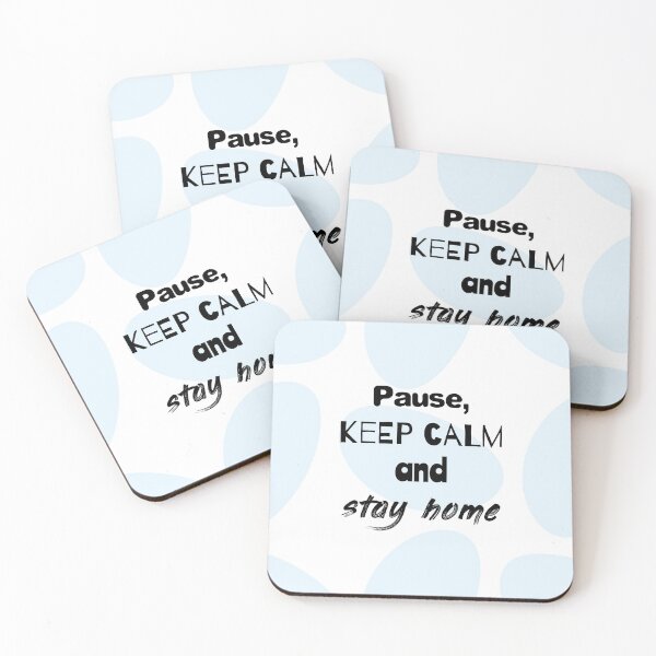 Item preview, Pause, keep calm and stay home. Motivational positive message poster for quarantine period with quote on seamless abstract shape background designed and sold by myikigai.