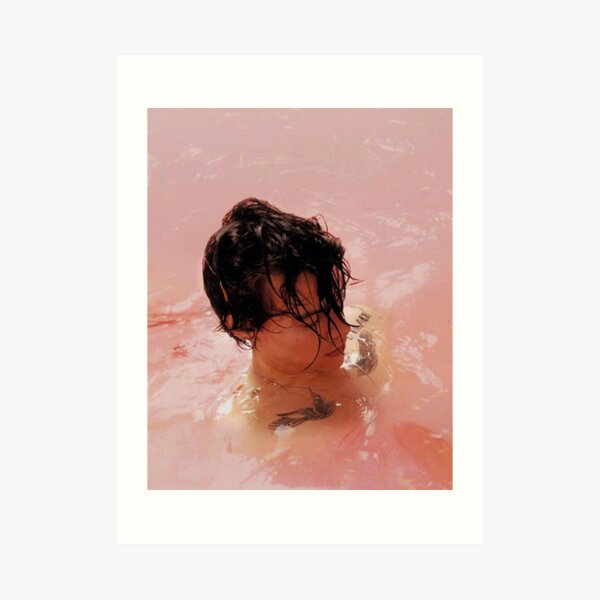 swimming harry pink water Art Print