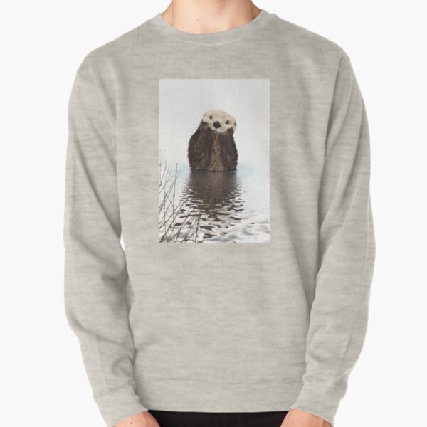 Adorable Smiling Otter in Lake Pullover Sweatshirt