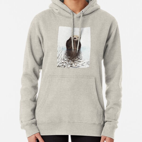 Adorable Smiling Otter in Lake Pullover Hoodie