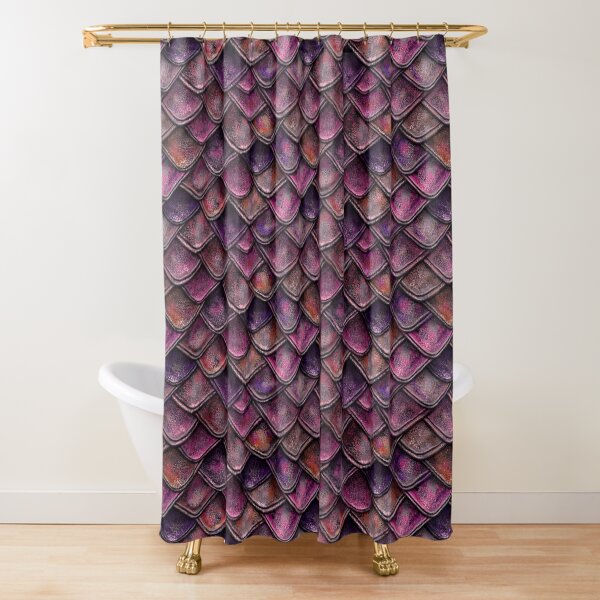 Fuchsia Pink Dragon Scales Shower Curtain