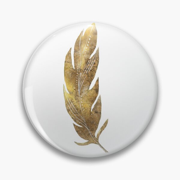 Item preview, Feather in gold, yellow green brown watercolour design  designed and sold by Latch Farm  Studios.