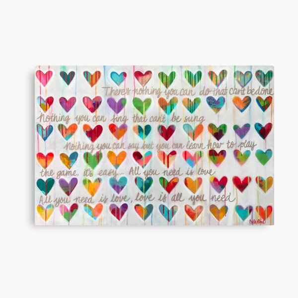 Vista previa del artículo con la obra «Todo lo que necesitas es amor corazón arte», diseñado y vendido por Carla Bank.