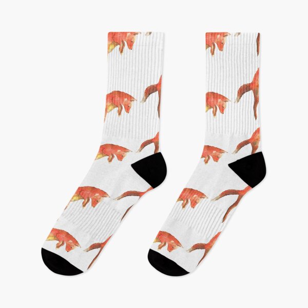 Item preview, Red fox jumping, pouncing watercolour winter design  designed and sold by Latch Farm  Studios.