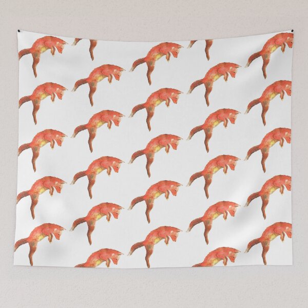 Item preview, Red fox jumping, pouncing watercolour winter design  designed and sold by Latch Farm  Studios.